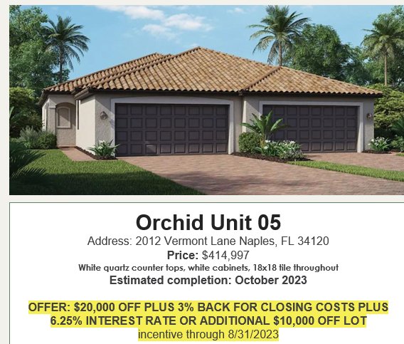 Orange Blossom Ranch Inventory Homes in Naples Florida