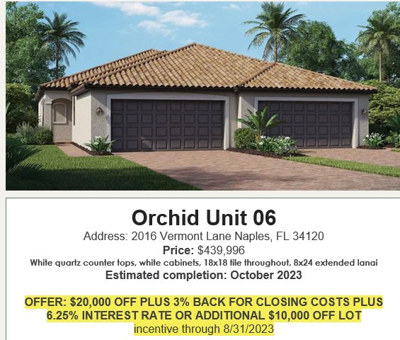Orange Blossom Ranch Inventory Homes in Naples Florida