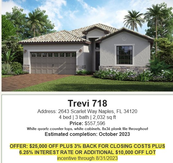 Orange Blossom Ranch Inventory Homes in Naples Florida