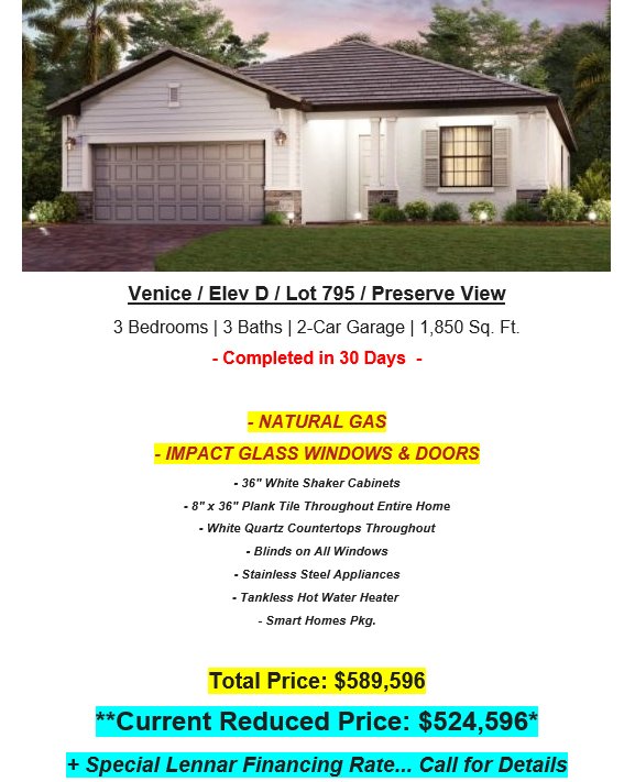 Verdana Village Estero Florida-New homes  that must be sold ASAP