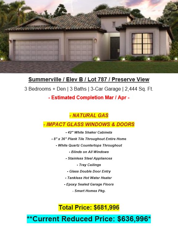 Verdana Village Estero Florida-New homes  that must be sold ASAP