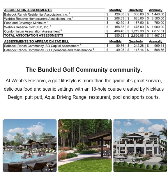 Webbs Reserve- new BUNDLED GOLF community at Babcock Ranch
