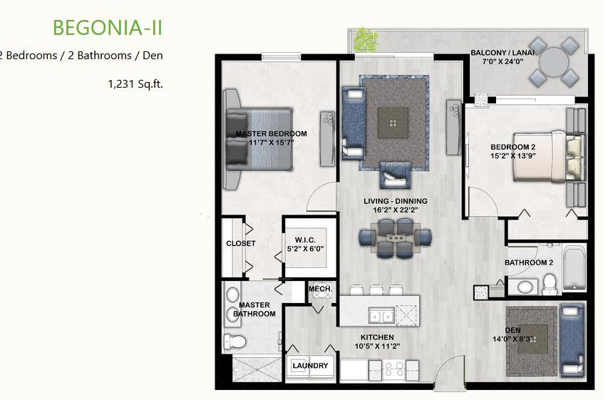 Begonia-II floor plan at Botanika