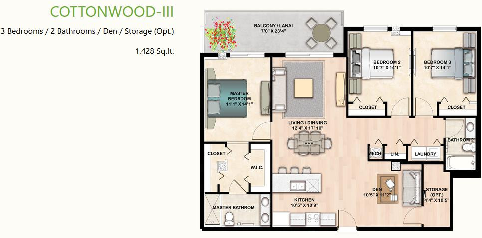 Cottonwood-III floor plan at Botanika